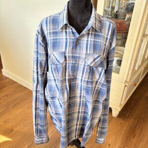 Eddie Bauer Mens Button Up Long Sleeve Blue Plaid Outdoor Hiking Shirt XL TALL